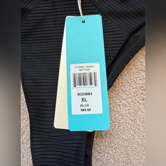 Beach Bunny - Sydney Tango Bottom - Black Shiny Wide Rib - XL NWT - Picture 4 of 6